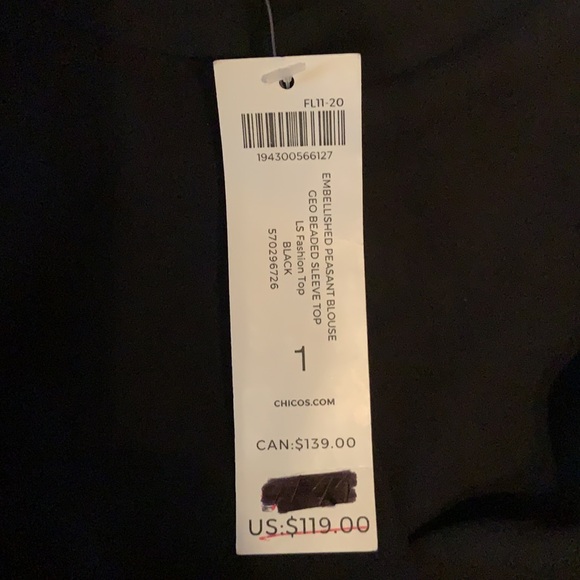 3. Chico’s Black Blouse with Gold Beading on Sleeves - Picture 10 of 11